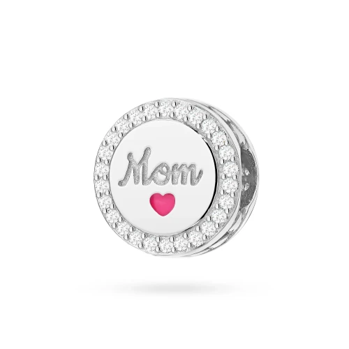 Srebrna zawieszka z napisem Mom mama cyrkonie Charms Z775-925-S marko