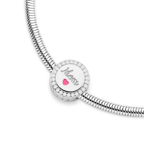 Srebrna zawieszka z napisem Mom mama cyrkonie Charms Z775-925-S marko