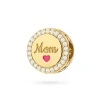 Pozłacana zawieszka z napisem Mom mama cyrkonie Charms Z775-925-Z marko