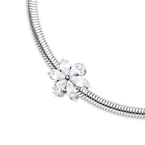 Srebrna zawieszka kwiatek zdobiony cyrkoniami Charms Z764-925-S marko