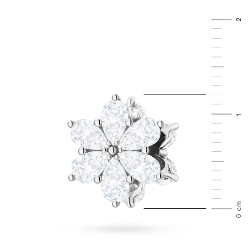 Srebrna zawieszka kwiatek zdobiony        cyrkoniami Charms