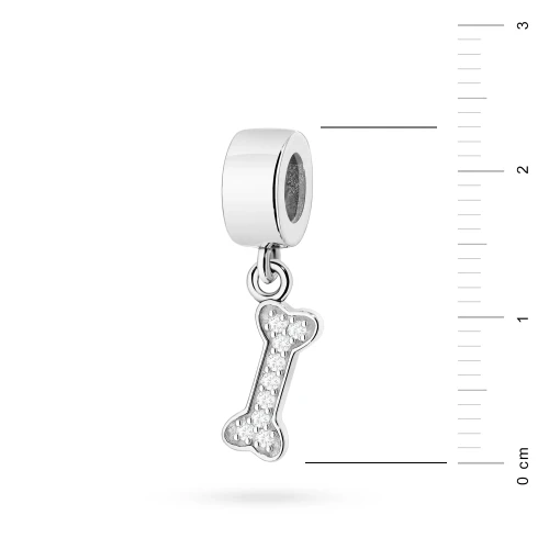 Srebrna zawieszka kość z cyrkoniami       Charms