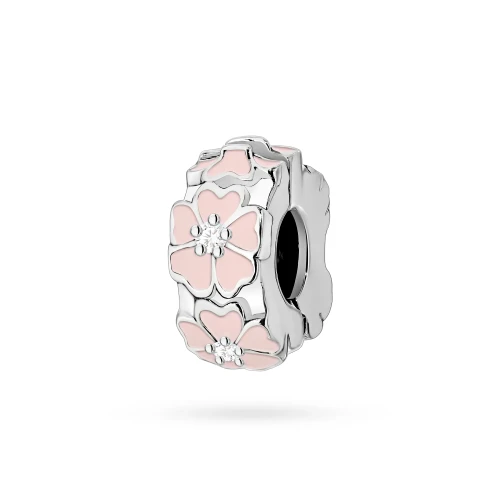 Srebrna zawieszka wisiorek różowe kwiaty cyrkonie Charms Z767-925-S marko