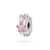 Srebrna zawieszka różowe stokrotki cyrkonie Charms Z768-925-S marko