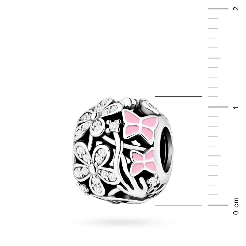 Srebrna zawieszka koralik elf motyle      kwiatki cyrkonie Charms