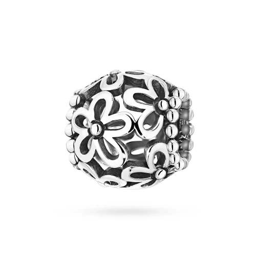 Srebrna zawieszka koralik ażurowe kwiatki Charms Z770-925-S marko