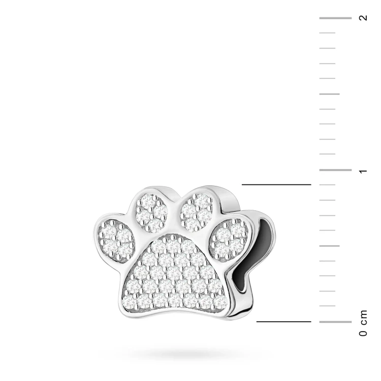 Srebrna zawieszka łapka psa zdobiona cyrkoniami Charms Z771-925-S marko