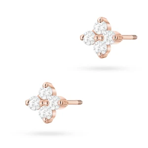 Kolczyki z różowego złota brylantami      0,09ct klasyczne basic kwiatek labret