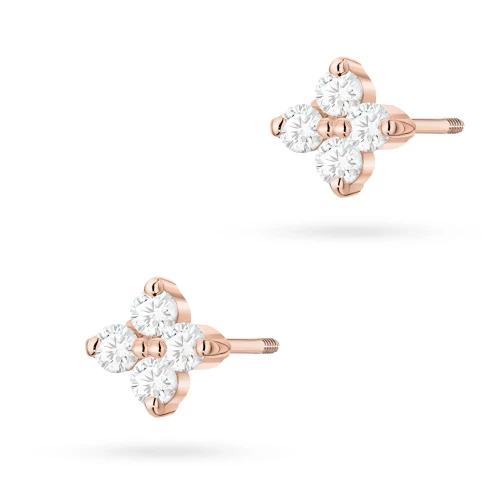 Kolczyki z różowego złota brylantami      0,09ct klasyczne basic kwiatek labret