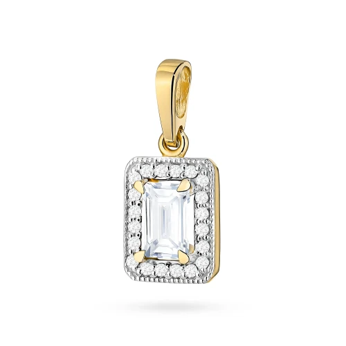 Złota prostokątna zawieszka z diamentami  laboratoryjnymi Lab Diamonds