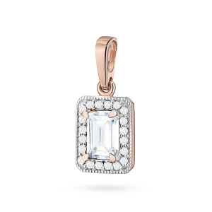 Prostokątna zawieszka z różowego złota  z diamentami laboratoryjnymi Lab Diamonds