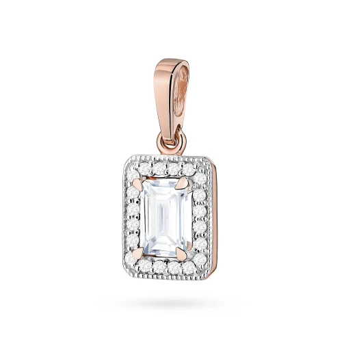 Prostokątna zawieszka z różowego złota  z diamentami laboratoryjnymi Lab Diamonds