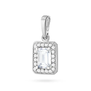 Prostokątna zawieszka z białego złota  z diamentami laboratoryjnymi Lab Diamonds