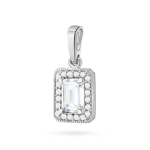 Prostokątna zawieszka z białego złota  z diamentami laboratoryjnymi Lab Diamonds