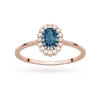 Pierścionek zaręczynowy z różowego złota markiza owalny topaz london blue z brylantami Kultowa P222-R585-TLB0.50 marko