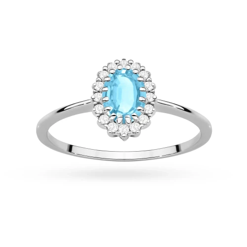 Pierścionek zaręczynowy z białego złota markiza owalny topaz swiss blue z brylantami Kultowa P222-B585-T0.50 marko