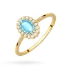 Złoty pierścionek zaręczynowy markiza owalny topaz swiss blue z brylantami Kultowa P222-585-T0.50 marko
