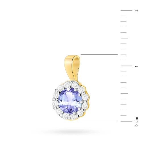 Złota zawieszka oprawa kwiatek  z tanzanitem 0,50ct z żółtego złota
