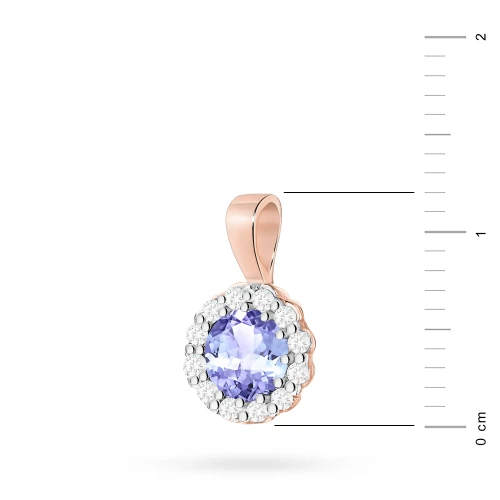 Złota zawieszka oprawa kwiatek  z tanzanitem 0,50ct z różowego złota