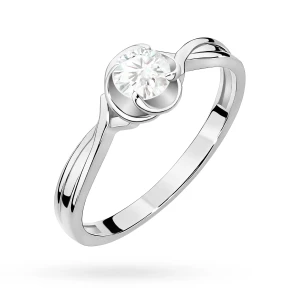 Pierścionek z fantazyjną szyną diament  laboratoryjny białe złoto Lab Diamonds