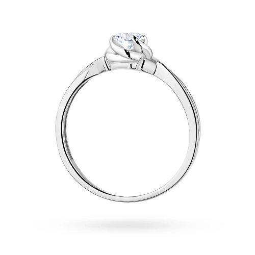 Pierścionek z fantazyjną szyną diament  laboratoryjny białe złoto Lab Diamonds