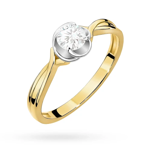 Złoty pierścionek z fantazyjną szyną diament laboratoryjny Lab Diamonds W0329.Z3.LDW.02 marko