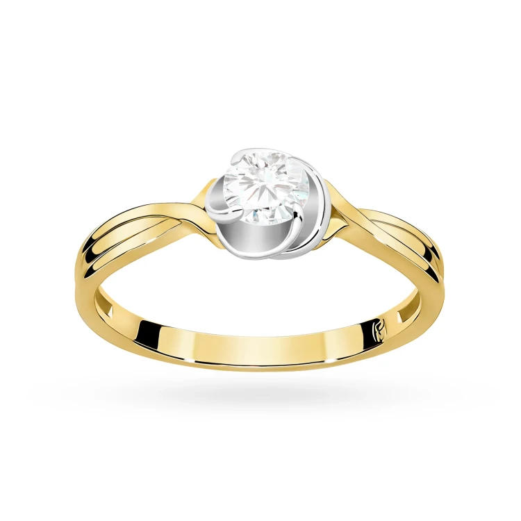 Złoty pierścionek z fantazyjną szyną diament laboratoryjny Lab Diamonds W0329.Z3.LDW.02 marko
