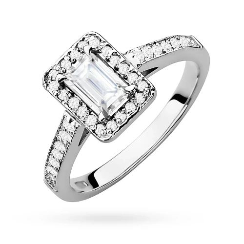 Prostokątny pierścionek z białego złota z diamentem laboratoryjnym Lab Diamonds W0422.B3.LDW.01 marko