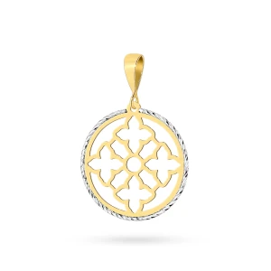 Złota zawieszka dwukolorowa ażurowa       geometryczna ornament Jeso