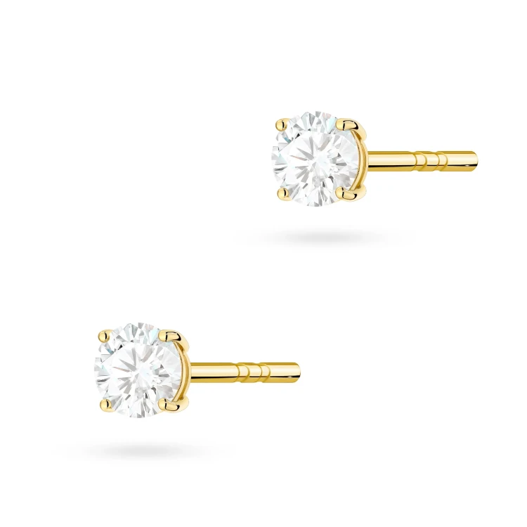 Klasyczne złote kolczyki dwa diamenty laboratoryjne 0,15ct na sztyfcie Lab Diamonds K0583.Z3.LDW.01 marko