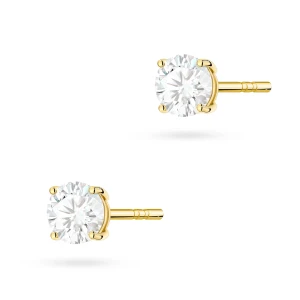 Klasyczne złote kolczyki dwa diamenty  0,50ct na sztyfcie