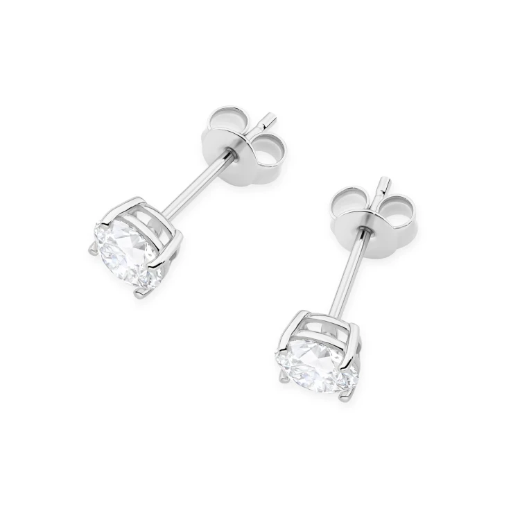 Klasyczne kolczyki z białego złota dwa diamenty laboratoryjne 0,70ct na sztyfcie Lab Diamonds K0583.B3.LDW.04 marko