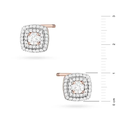 Klasyczne kolczyki kwadraty sztyft  zakręcany z diamentami laboratoryjnymi różowe złoto Lab Diamonds LAB2025