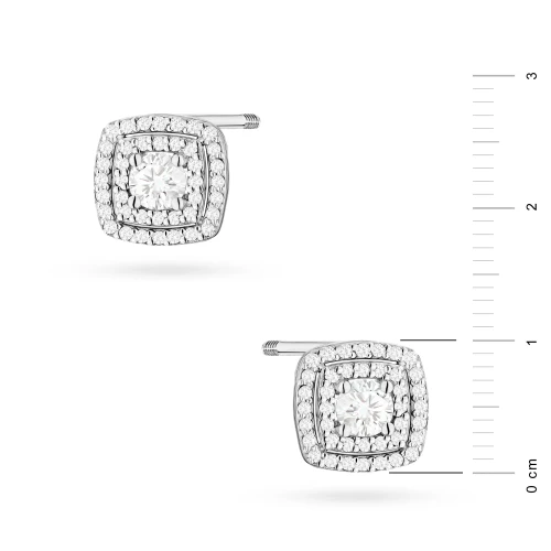 Klasyczne kolczyki kwadraty sztyft  zakręcany z diamentami laboratoryjnymi białe złoto Lab Diamonds LAB2025