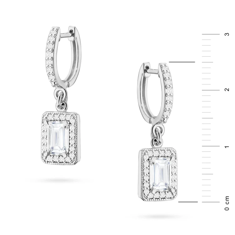 Kolczyki z białego złota z prostokątnymi diamentami laboratoryjnymi Lab Diamonds K0422.B3.LDW.01 marko