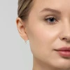 Złote kolczyki koniczynki z białym opalem na biglu Farve  K2238-333-B marko