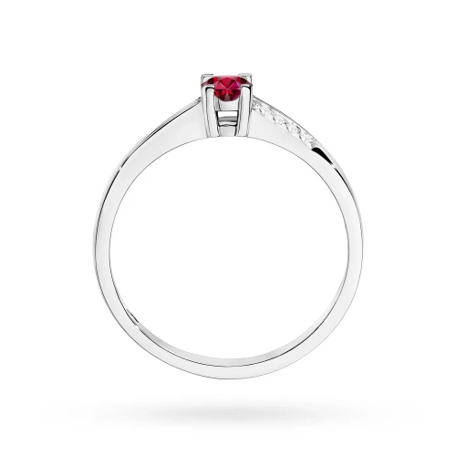 Złoty pierścionek zaręczynowy Rubin  0,15ct i brylanty Kultowa białe złoto