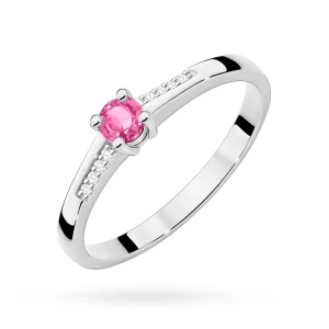 Złoty pierścionek zaręczynowy Topaz  0,15ct i brylanty Kultowa białe złoto