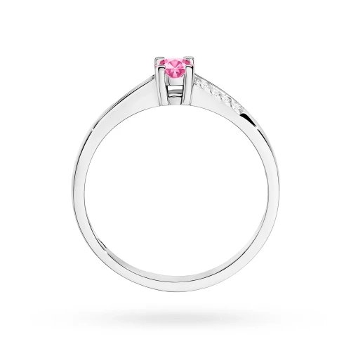 Złoty pierścionek zaręczynowy Topaz  0,15ct i brylanty Kultowa białe złoto