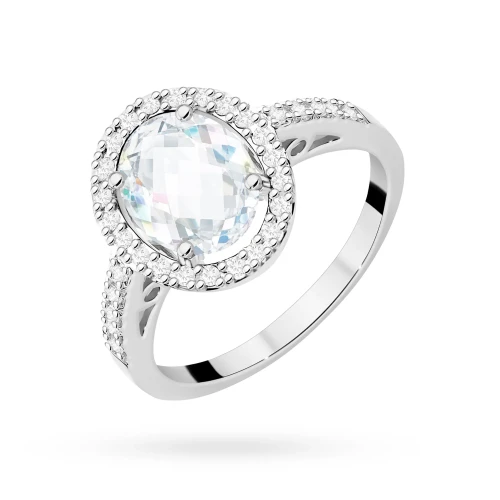 Okazały pierścionek zaręczynowy  z białego złota z owalnym diamentem laboratoryjnym Lab Diamonds