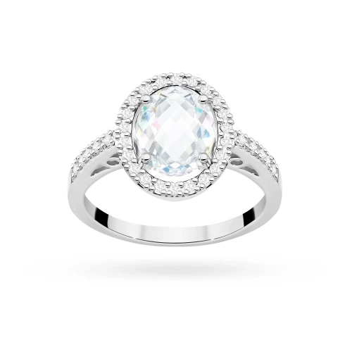 Okazały pierścionek zaręczynowy z białego złota z owalnym diamentem laboratoryjnym Lab Diamonds W0080.B3.LDW.01 marko