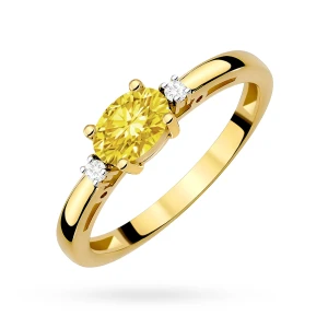Pierścionek zaręczynowy z żółtego złota  z owalnym żółtym diamentem laboratoryjnym Lab Diamonds