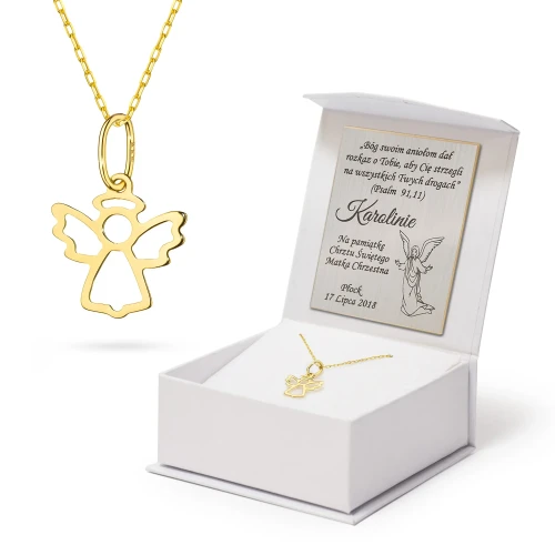 Naszyjnik zawieszka z aniołkiem na  łańcuszku ankier Infano