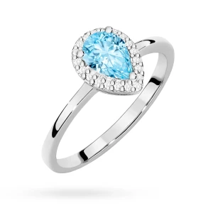 Pierścionek z białego złota z topazem  Swiss Blue 0,90ct Kultowa