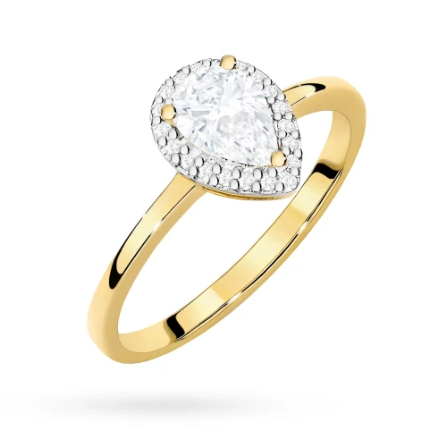 Złoty pierścionek z diamentami laboratoryjnymi Lab Diamonds łezka W0455.Z3.LDW.01 marko