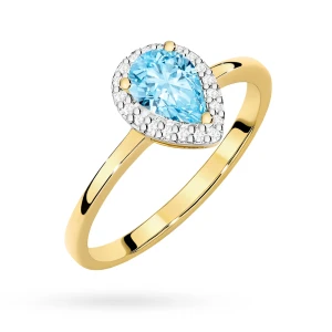 Złoty pierścionek z topazem Swiss Blue  0,90ct Kultowa