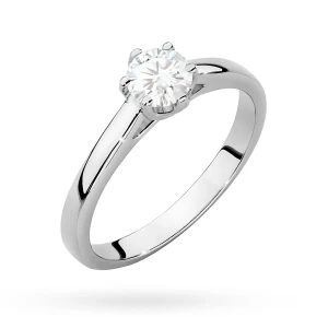 Klasyczny pierścionek z białego złota  z diamentem laboratoryjnym 0,40ct w sześciu łapkach Lab Diamonds