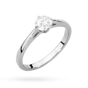 Klasyczny pierścionek z białego złota  z diamentem laboratoryjnym 0,40ct w czterech łapkach Lab Diamonds