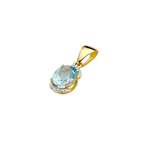 Okazała złota zawieszka z topazem 3.20ct i brylantami MARKO
