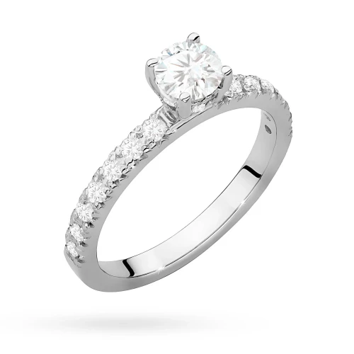Złoty pierścionek diament laboratoryjny 0,40ct kamienie na szynie i koronie białe złoto Lab Diamonds W0546.B3.LDW.01 marko